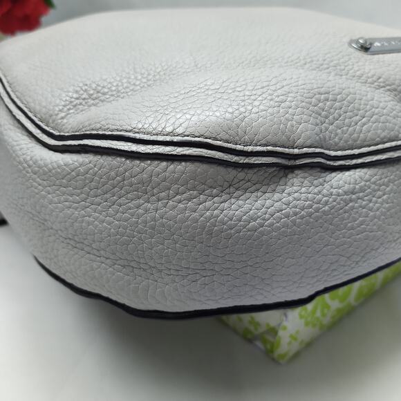 Michael Kors Gray Pebbled Leather Zipper Closure Hobo Shoulder Bag - Picture 15 of 16